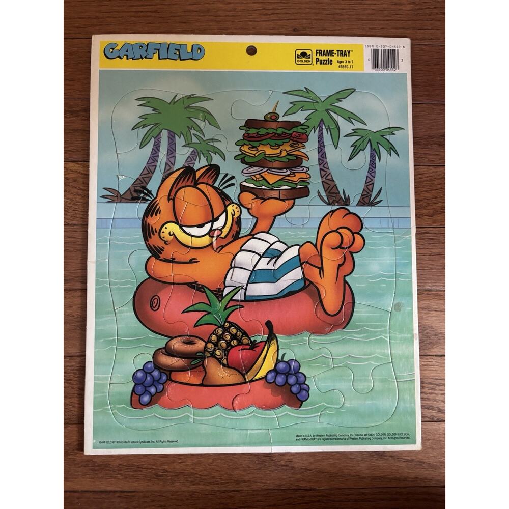 Golden 1978 VTG Garfield Frame-Tray Puzzle 4552C-17 Ages 3-7